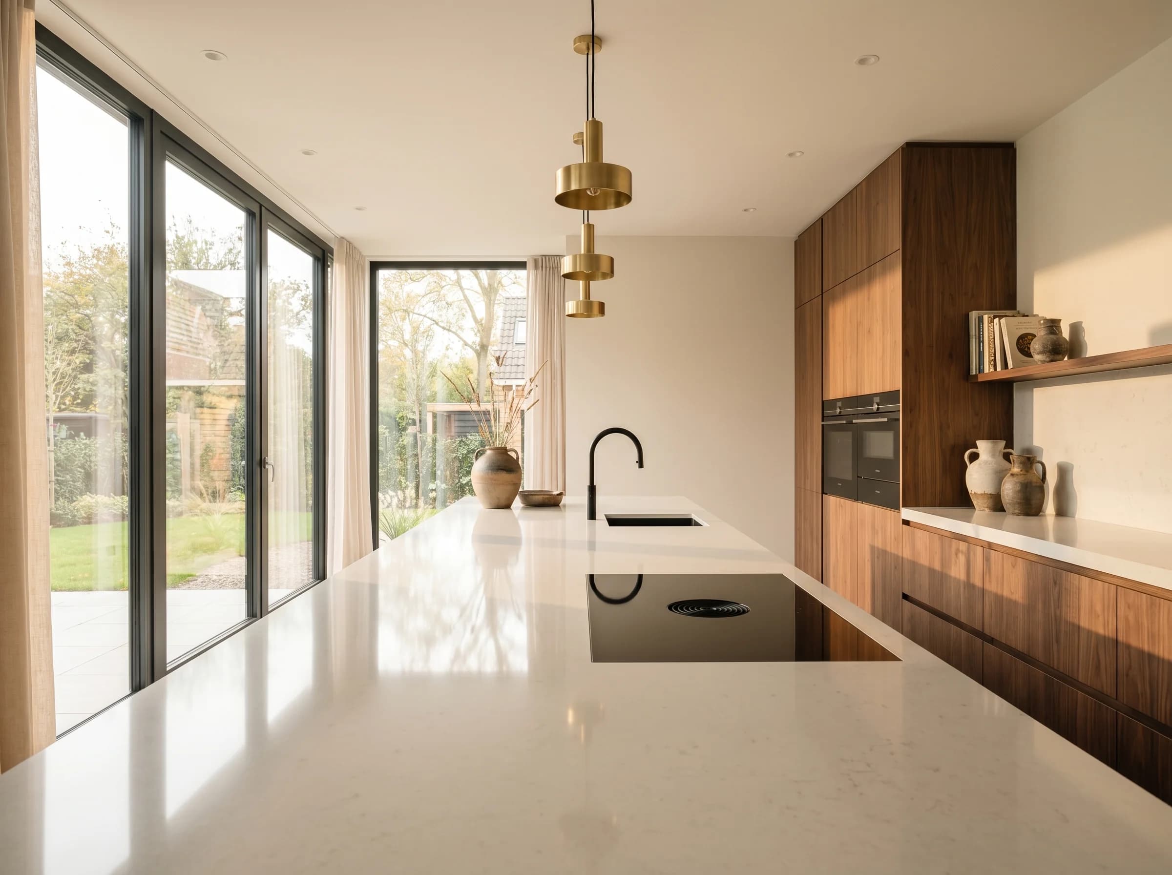 Keuken coating Eemnes, premium keuken met aanrechtblad na keramische coating behandeling door PureLayer, glanzend en vlekkenloos.